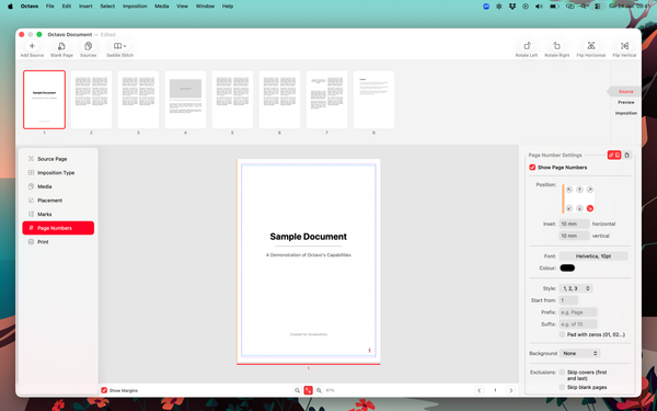 Page numbering options